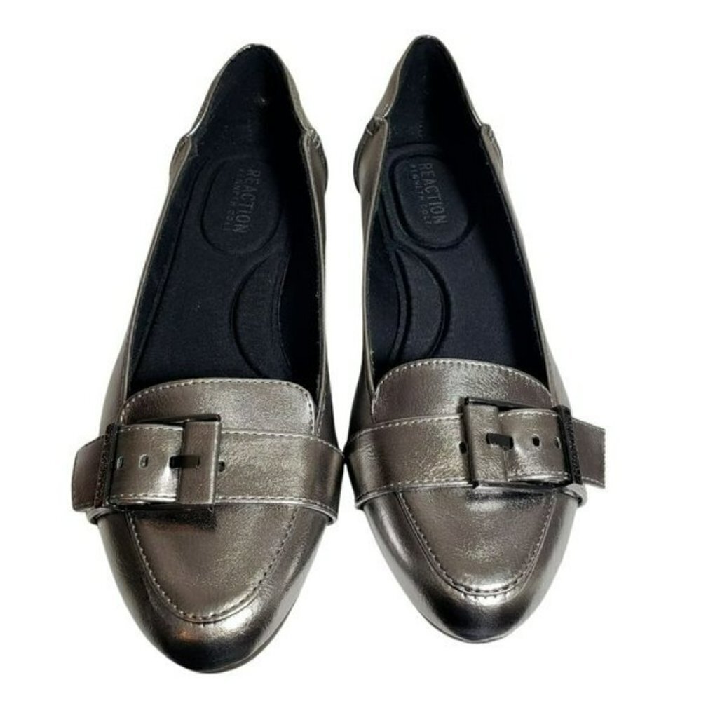 Kenneth Cole Reaction Womens Buckle Metallic Closed Toe Slip On Flat Loafers 7.5 - Picture 4 of 8